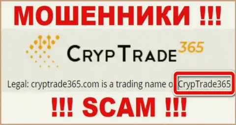 Юридическое лицо Крип Трейд 365 это CrypTrade365, именно такую информацию представили мошенники на своем сайте