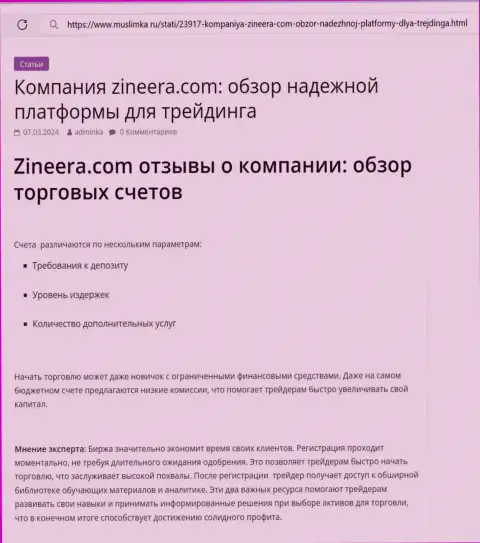 Разбор торговых счетов компании Zinnera в статье на портале muslimka ru