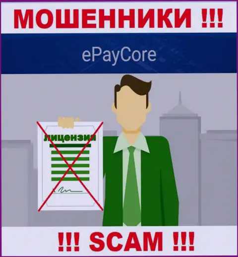 E Pay Core - это ворюги ! На их интернет-портале нет лицензии на осуществление их деятельности
