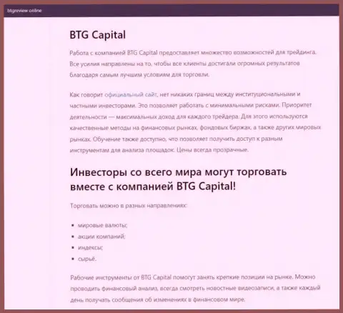 О ФОРЕКС дилинговой компании BTG-Capital Com размещены сведения на веб-портале btgreview online
