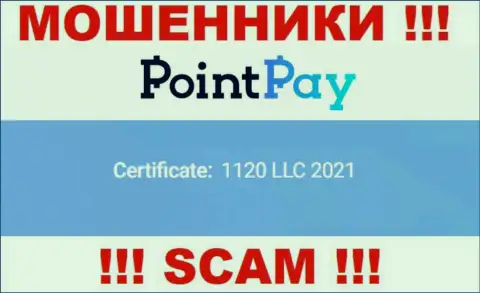 Рег. номер PointPay, который представлен мошенниками у них на информационном ресурсе: 1120 LLC 2021